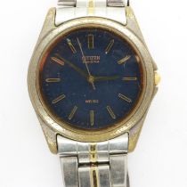 CITIZEN: Eco-Drive gents wristwatch on a stainless steel bracelet, not working at lotting. UK P&P