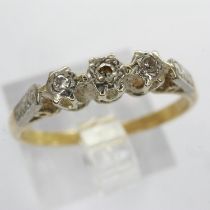 18ct gold trilogy ring set with diamonds, size P, 2.2g. UK P&P Group 0 (£6+VAT for the first lot and