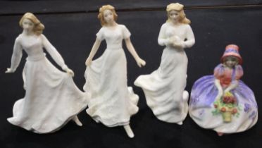 Four Royal Doulton figurines, no chips or cracks, largest H: 16 cm. UK P&P Group 2 (£18+VAT for