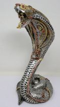 Steam Punk style king cobra, H: 33 cm. UK P&P Group 3 (£30+VAT for the first lot and £8+VAT for