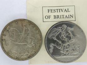 1935 crown and a boxed 1951 Festival of Britain crown. UK P&P Group 1 (£16+VAT for the first lot and