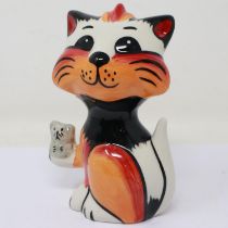 Lorna Bailey cat, Got-Ya, no cracks or chips, H: 13 cm. UK P&P Group 1 (£16+VAT for the first lot