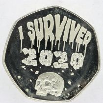 Commemorative 50p coin, I Survived 2020. UK P&P Group 1 (£16+VAT for the first lot and £2+VAT for