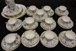 Coalport tea service of forty five pieces in the Pageant pattern, hairline crack to one teacup.