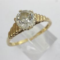 9ct gold solitaire ring set with cubic zirconia, size R/S, 2.0g. UK P&P Group 0 (£6+VAT for the