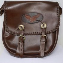 Harley Davidson brown leather saddlebag. UK P&P Group 3 (£30+VAT for the first lot and £8+VAT for