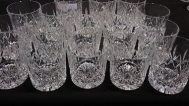 Set of eighteen Stuart Crystal whisky glasses in the Glencoe cut, formerly property of Coutts Bank