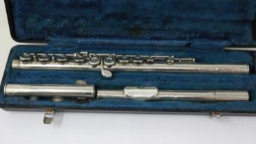 Embassy Besson chrome plated flute. UK P&P Group 2 (£20+VAT for the first lot and £4+VAT for