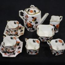 Weilman and Co (Foley & Pattery) tea service of nine pieces in the Imari pattern, restoration to one