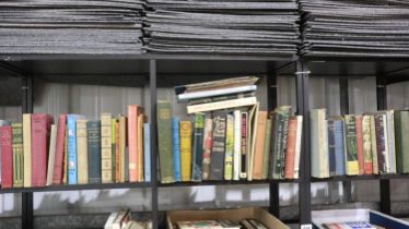 Three shelves of mixed books, various genres. Not available for in-house P&P