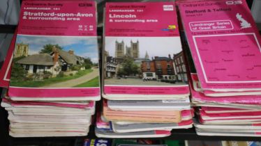 Shelf of Ordnance Survey Landranger maps (60). Not available for in-house P&P