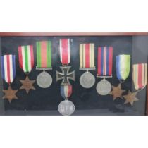Group of WWII medals, including five stars and three medals, together with an Iron Cross second
