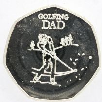 Commemorative 50p coin, Golfing Dad. UK P&P Group 1 (£16+VAT for the first lot and £2+VAT for