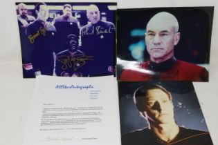 Three large signed photographs of the Star Trek cast, with provenance. UK P&P Group 1 (£16+VAT for