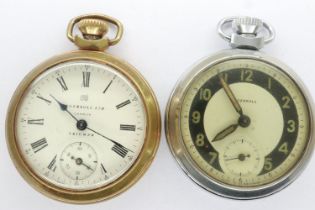 Two Ingersoll crown wind pocket watches, including a gold plated Triumph London example, both