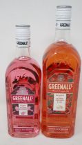 Two bottles of Greenall's Infused Gin, a 70cl bottle of wild cherry and a 1L bottle of blood orange.