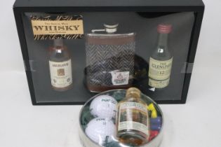 Two golfing whisky sets. UK P&P Group 2 (£20+VAT for the first lot and £4+VAT for subsequent lots)