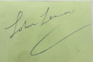 Autograph of The Beatles John Lennon, given to the vendors husband Mr Christopher Evans by Brian