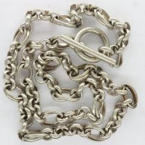 925 silver T-bar neck chain, L: 40 cm. UK P&P Group 1 (£16+VAT for the first lot and £2+VAT for