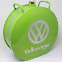 Lime green VW petrol can with brass cap, H: 37 cm. UK P&P Group 3 (£30+VAT for the first lot and £