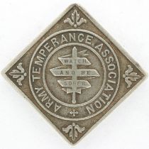 Silver army temperance association medallion. UK P&P Group 1 (£16+VAT for the first lot and £2+VAT