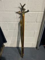 Five walking sticks, each with painted decoration to the shaft. UK P&P Group 2 (£20+VAT for the