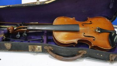 Czechoslovakian Stradivarius style childs violin. Not available for in-house P&P