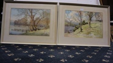 E Jeffrey pair of Lake District watercolours, Howtown Bay Ullswater and Coniston Water, 53 x 36