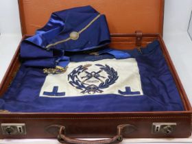 Assistant provincial director of ceremonies regalia within a leather case. UK P&P Group 3 (£30+VAT