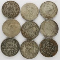 Nine mixed silver sixpences, Victoria and later. UK P&P Group 1 (£16+VAT for the first lot and £2+