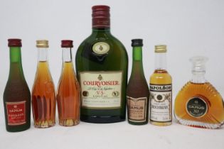 Six mixed French brandy miniatures and a 20cl bottle of Courvoisier. UK P&P Group 2 (£20+VAT for the
