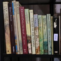 Shelf of books on the artist J M W Turner. Not available for in-house P&P