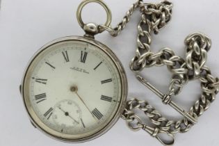 Hallmarked silver A.W.W & Co Waltham Mass key wind pocket watch and a hallmarked silver graduating