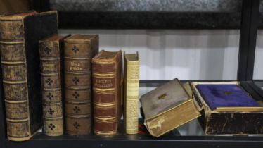 Seven 19th Century bibles and service books. Not available for in-house P&P