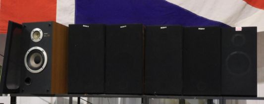 Six Sony speakers to include Two Sony SS-E34 speakers and four Sony SS E20s. Not available for in-