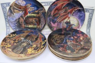 Set of twelve Royal Doulton Franklin Mint Heirloom Recommendation Dragon collectors plates by