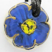 Anita Harris Forget Me Not pendant necklace, limited edition of fifteen only, D: 40 mm, L: 50 cm. UK