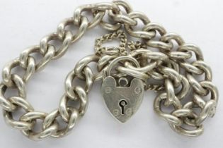 Hallmarked silver bracelet with padlock clasp and safety chain, L: 18 cm. UK P&P Group 1 (£16+VAT