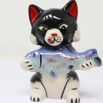 Lorna Bailey cat, Pikey, no cracks or chips, H: 13 cm. UK P&P Group 1 (£16+VAT for the first lot and