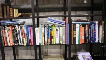 Three shelves of travel and history related books. Not available for in-house P&P