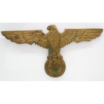 German Third Reich late pattern police kepi eagle plate in pressed brass, L: 12 cm. UK P&P Group