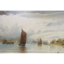 Frederik Carsten Henrichsen (Danish, 1824-1897): oil on canvas, continental port, monogrammed and