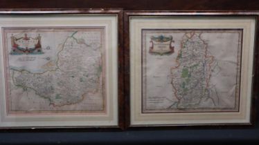 Maps of Nottinghamshire and Somerset by Robert Morden (2), framed. Not available for in-house P&P