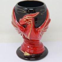 Anita Harris dragon goblet, signed in gold, no cracks or chips, H: 15 cm. UK P&P Group 1 (£16+VAT