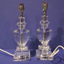 Pair of Laura Ashley glass table lamps, H: 30 cm. All electrical items in this lot have been PAT