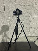 LED camera lamp, made from a Ricoh Singlex TLS camera with power supply and tripod, H: 60 cm,
