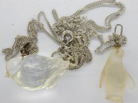 Two 925 silver necklaces with crystal pendants, largest chain L: 42 cm. UK P&P Group 1 (£16+VAT