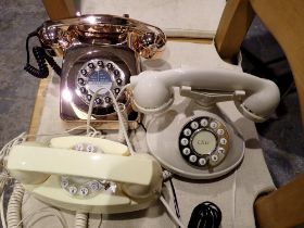 Three retro style telephones. Not available for in-house P&P