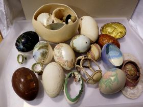 A quanity of blown and crafted decorative eggs. Not available for in-house P&P
