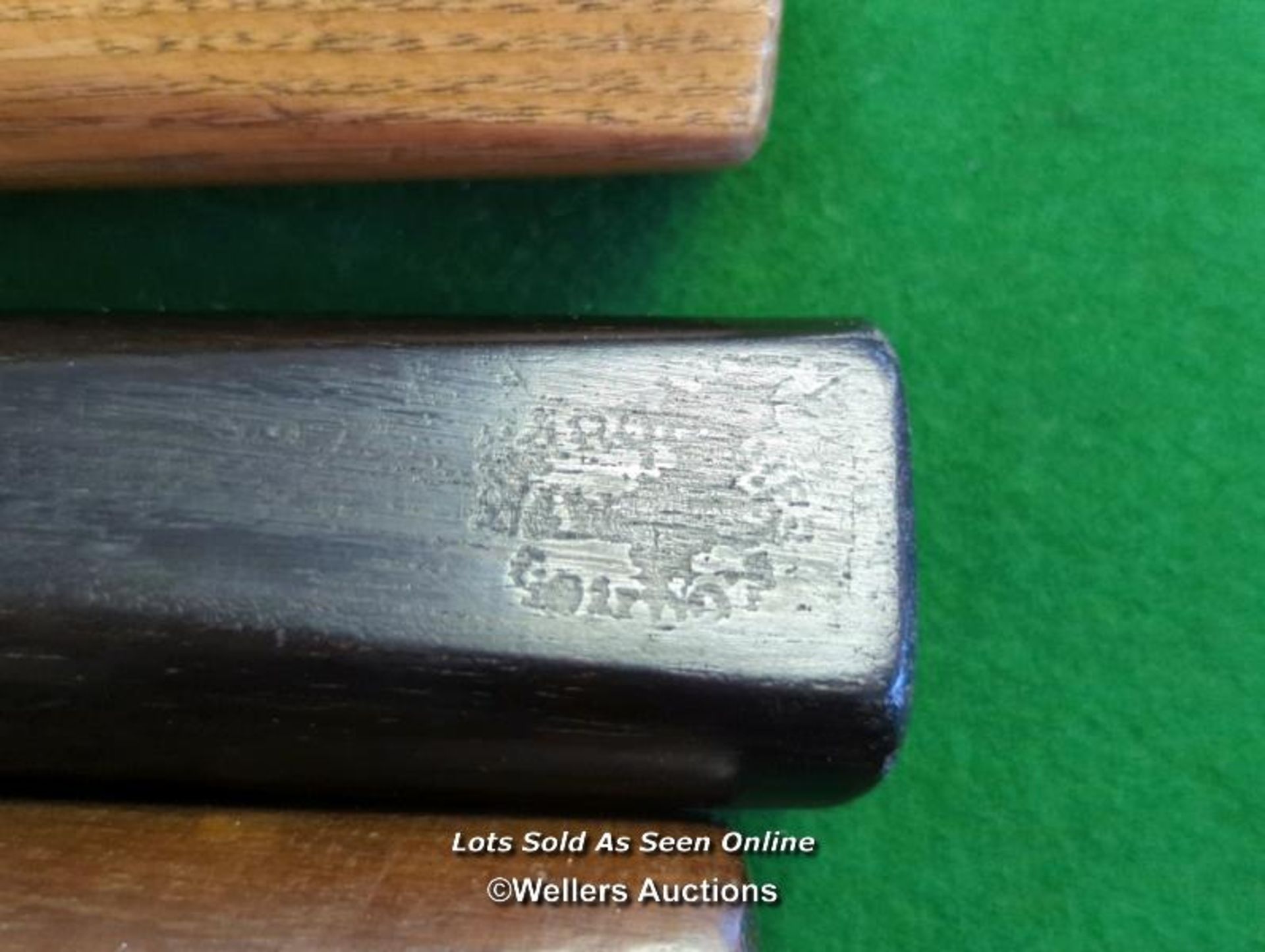 4X ANTIQUE & VINTAGE BILLIARD CUES , SOME HAND SPLICED AND A REST INC. X2 BURROUGHES AND WATTS [THIS - Image 3 of 5